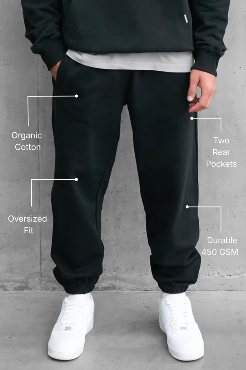 Sustainable Loopback Organic Cotton Bottom - Black
